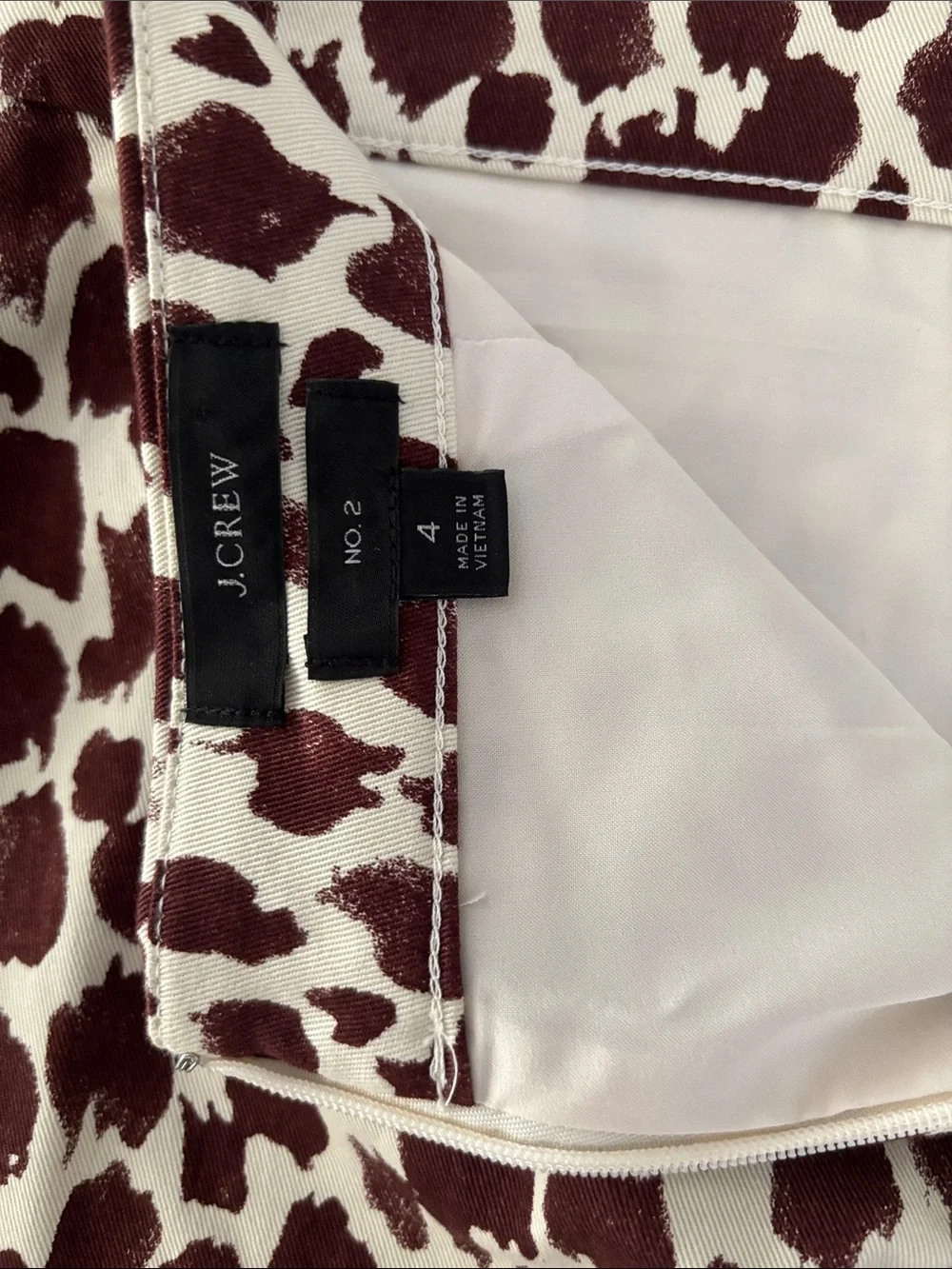 J. Crew Burgundy and Cream Leopard-Print A-Line Skirt